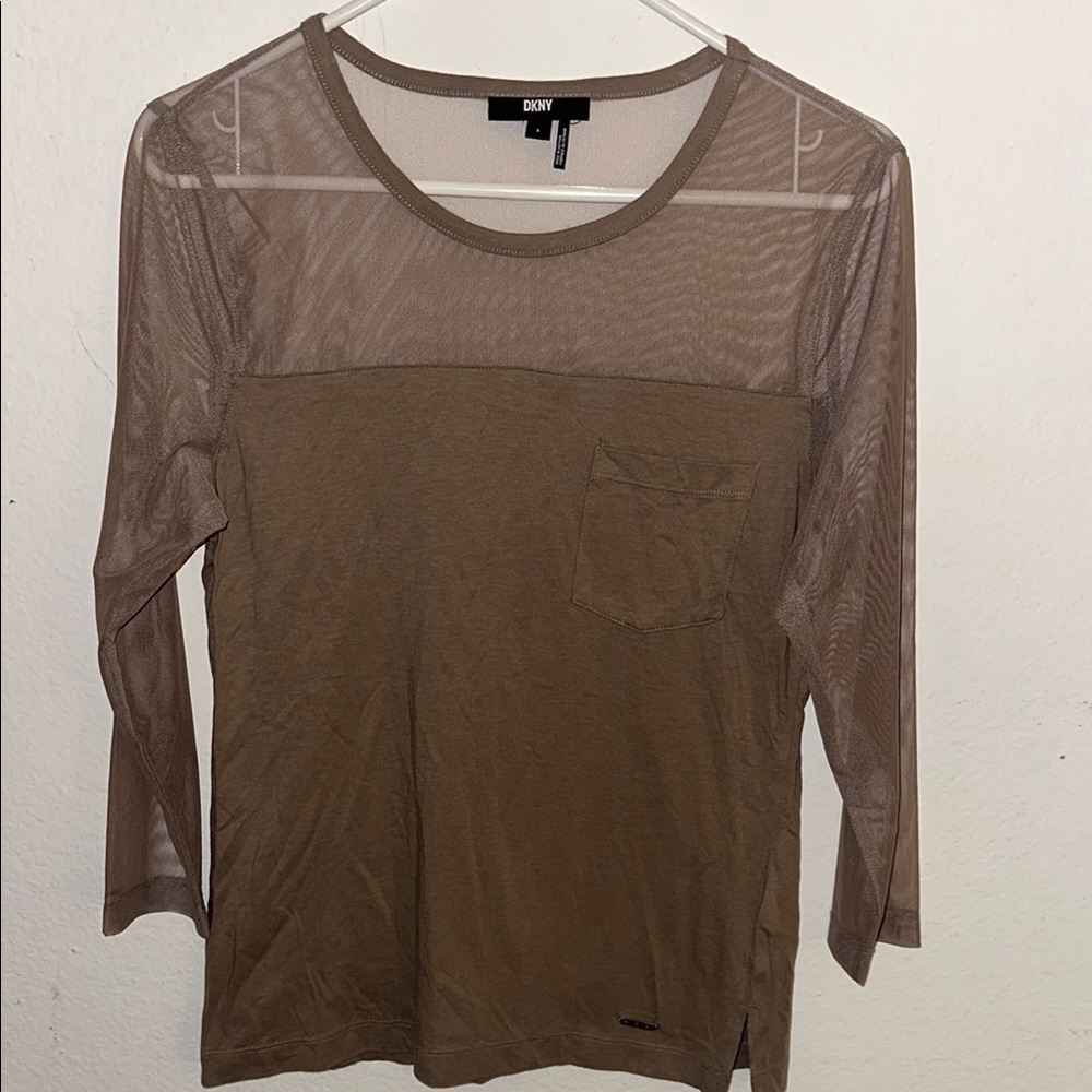 DKNY Women's Tan Mesh Top